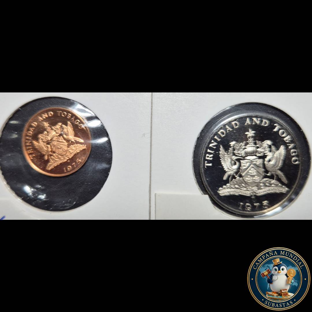 B1129 DOS x MONEDAS DE UNO(1) Y CINCUENTA(50)  CENTAVOS DE TRINIDAD Y TOBAGO EN ESTADO PROOF  UNC.   TRINIDAD Y TOBAGO