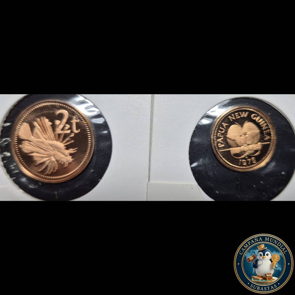 B1130 2x MONEDAS DE NUEVA GUINEA,  UN Y DOS TOEA EN COBRE EN ESTADO   PROOF   UNC.    NUEVA GUINEA