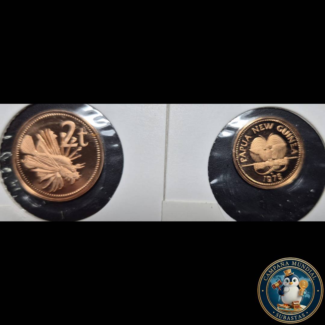 B1130 2x MONEDAS DE NUEVA GUINEA,  UN Y DOS TOEA EN COBRE EN ESTADO   PROOF   UNC.    NUEVA GUINEA