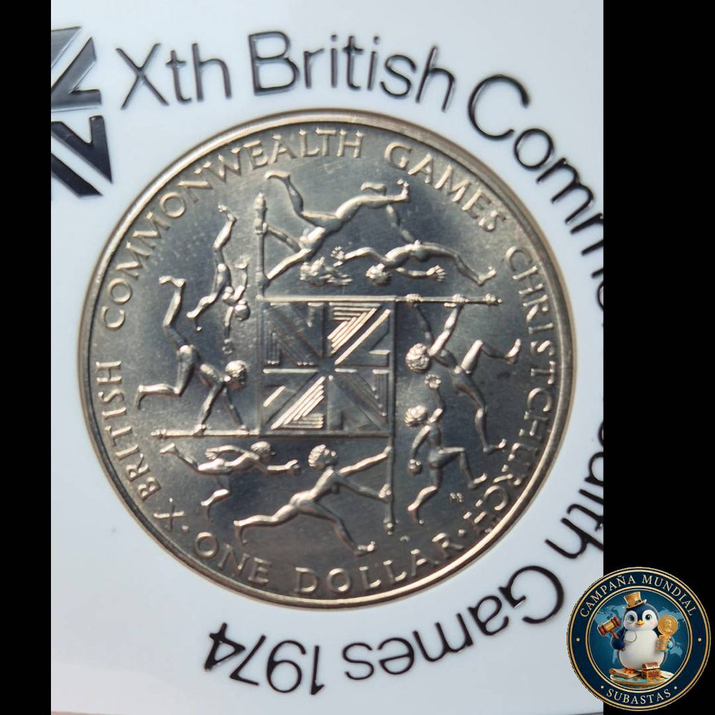 B1132 MONEDA DE UN DÓLAR CONMEMORATIVA DE LOS JUEGOS DE LA COMUNIDAD BRITANICA   AÑO: 1974     REINO UNIDO