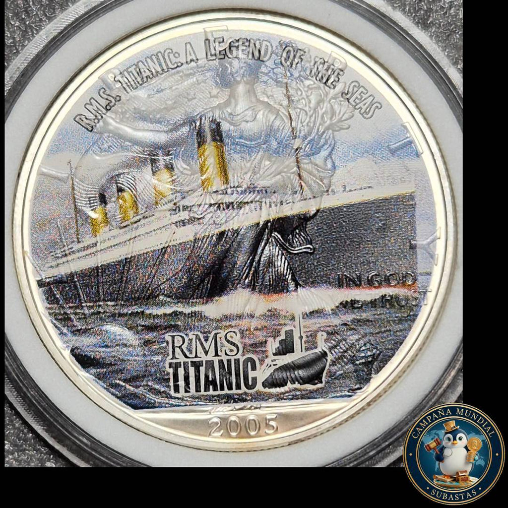B1133 ""MONEDA DE ONE DOLLAR LIBERTY PLATA PURA, LEY 0,999  CONMEMORATIVA DEL BARCO RMS TITANIC  UNC      USA""