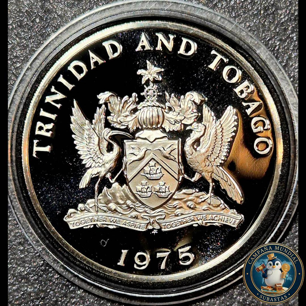 B1134 MONEDA DE TRINIDAD Y TOBAGO DE 10 DOLLARS 5Gr   LEY 0,925  42mm  AÑO 1975     BRILLO ESPEJO.  UNC    TRINIDAD Y TOBAGO