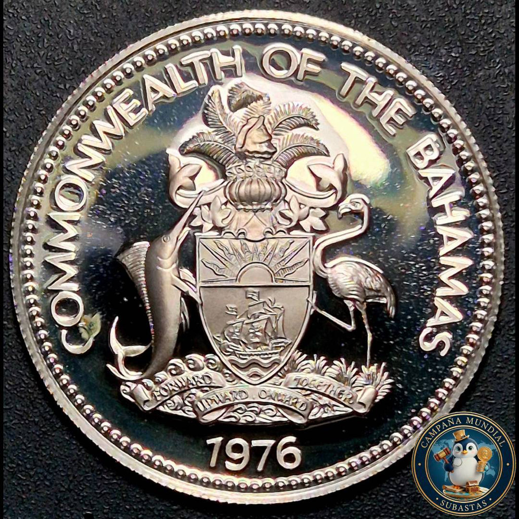 B1136 MONEDA DE UN DOLAR EN ESTADO PROOF.  PLATA LEY 0.8     PROOF UNC   BAHAMAS