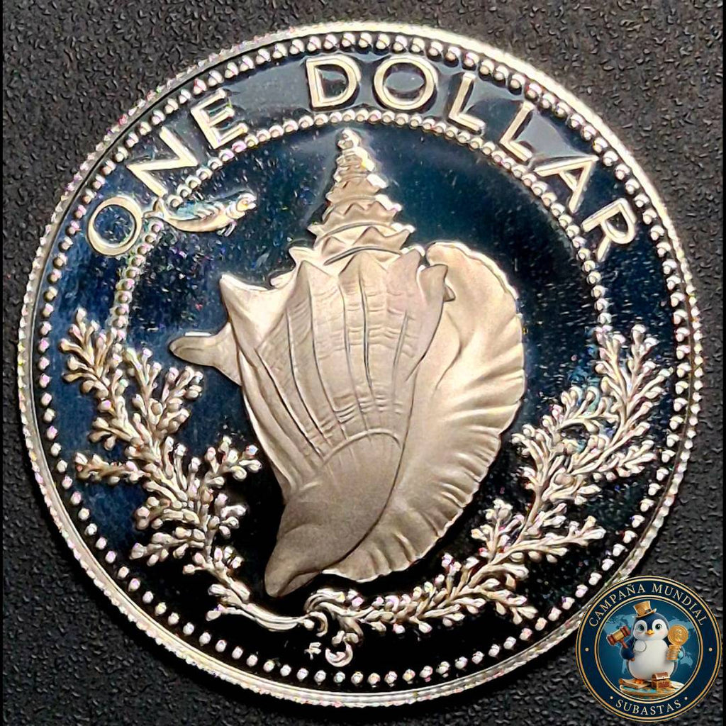 B1136 MONEDA DE UN DOLAR EN ESTADO PROOF.  PLATA LEY 0.8     PROOF UNC   BAHAMAS