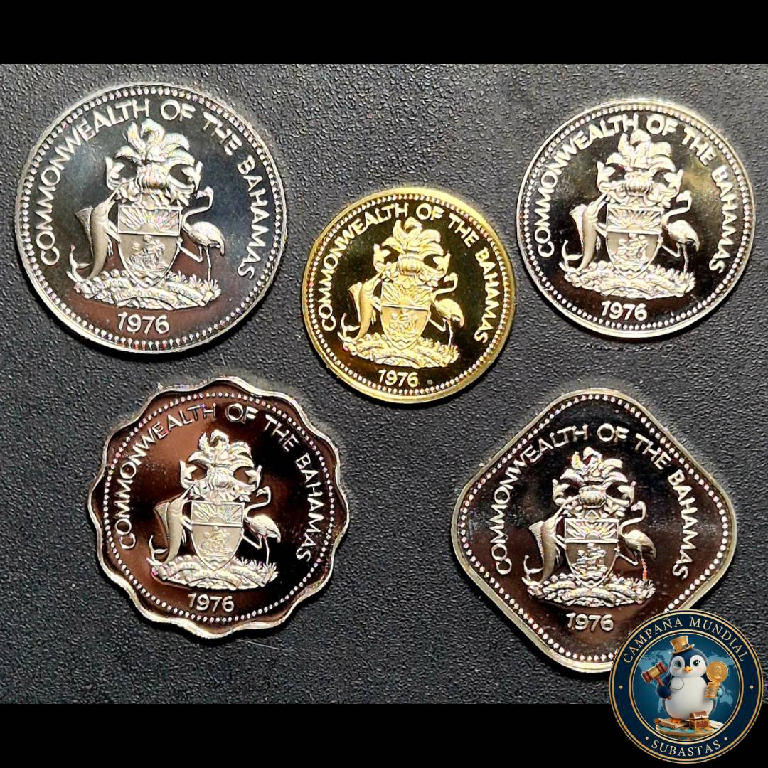 B1137 5 MONEDAS DE BAHAMAS EN ESTADO PROOF DE 1/5/10/20/50 CENTAVOS    PROOF UNC    BAHAMAS