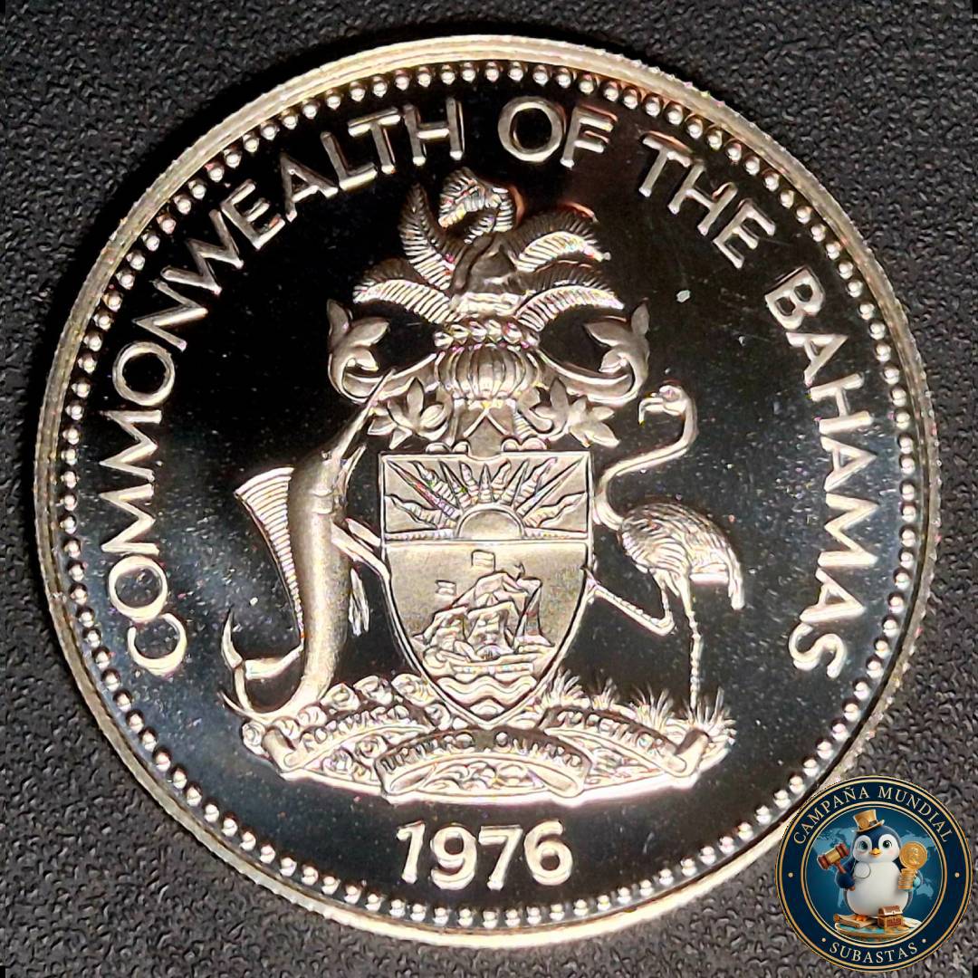 B1138 MONEDA DE 50 CENTAVOS EN ESTADO PROOF.  PLATA LEY 0.8     PROOF UNC   BAHAMAS