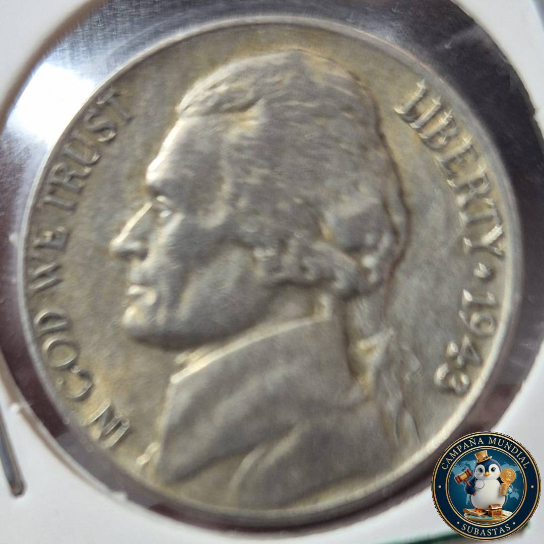 B1143 MONEDA DE 5 CENTAVOS AÑO 1943 CECA PHILADELFIA. PLATA LEY 0,35  XF     USA