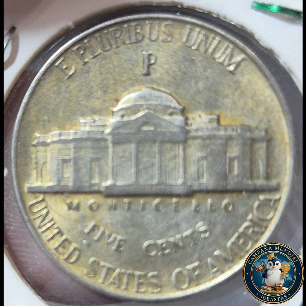 B1143 MONEDA DE 5 CENTAVOS AÑO 1943 CECA PHILADELFIA. PLATA LEY 0,35  XF     USA