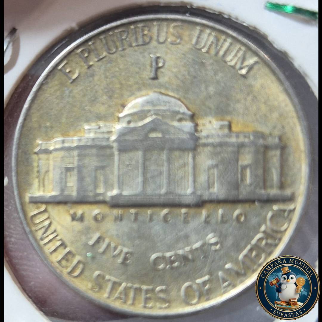 B1143 MONEDA DE 5 CENTAVOS AÑO 1943 CECA PHILADELFIA. PLATA LEY 0,35  XF     USA