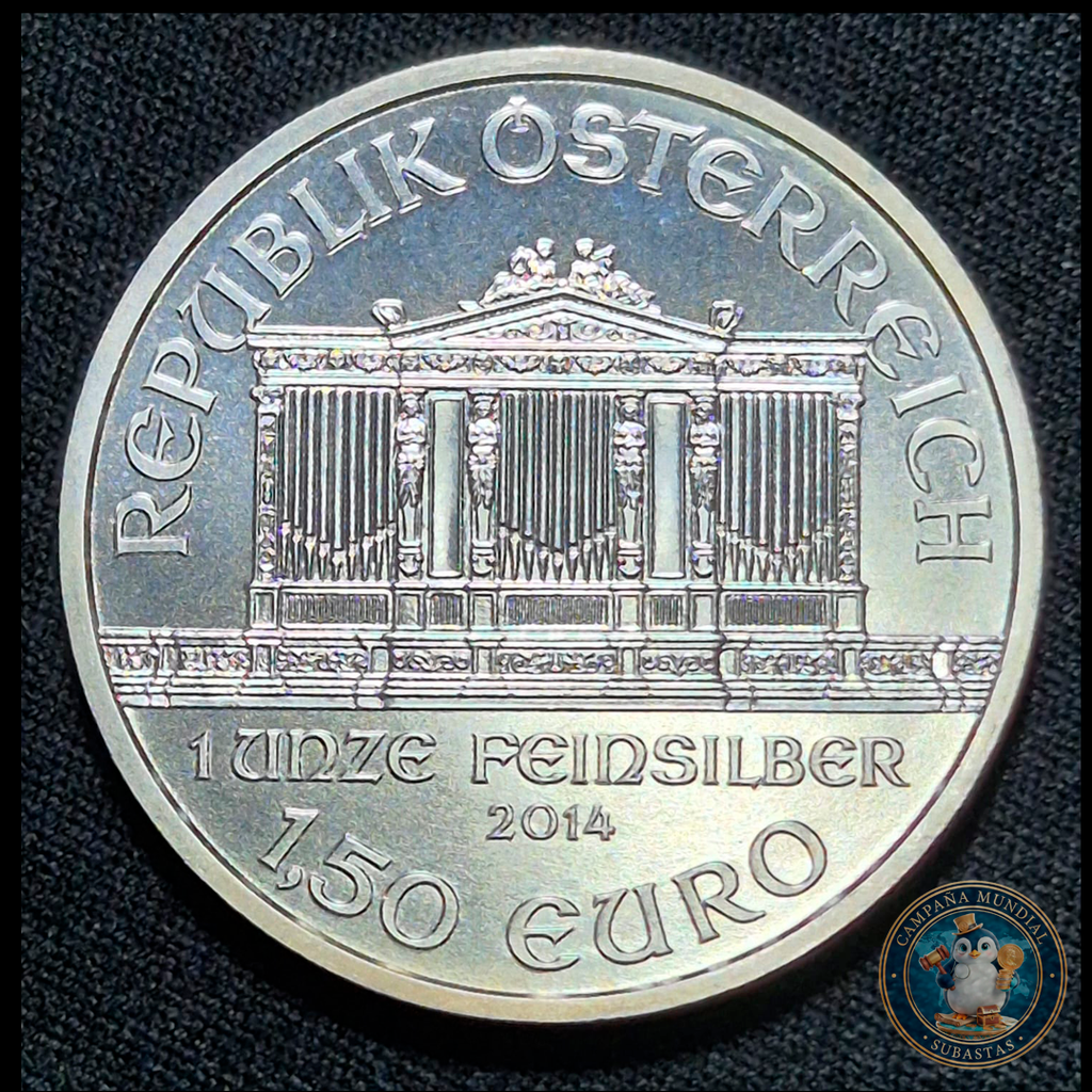 B209 .- MONEDA DE UNA ONZA CON INSTRUMENTOS MUSICALES  Y SALA FILARMONICA AUSTRIACA, EN ADVERSO Y REVERSO. PLATA LEY: 0.9  ESTADO: UNC   AUSTRIA