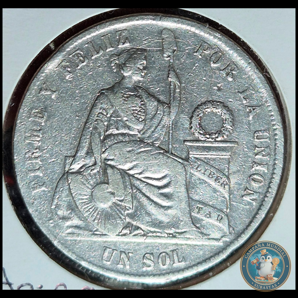 B210 .- MONEDA DE UN SOL PERUANO. AÑO: 1870  PLATA: 0.9   XF-    PERÚ