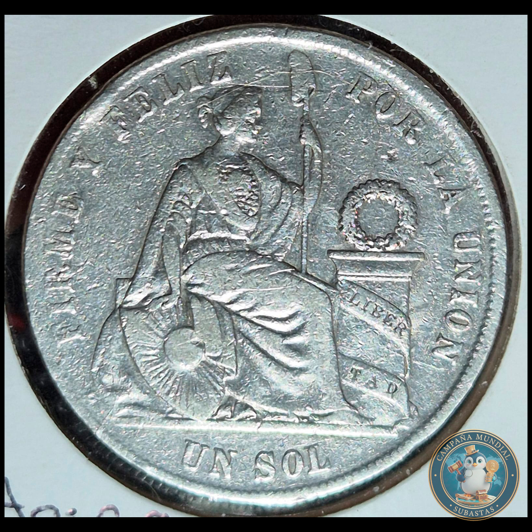 B210 .- MONEDA DE UN SOL PERUANO. AÑO: 1870  PLATA: 0.9   XF-    PERÚ