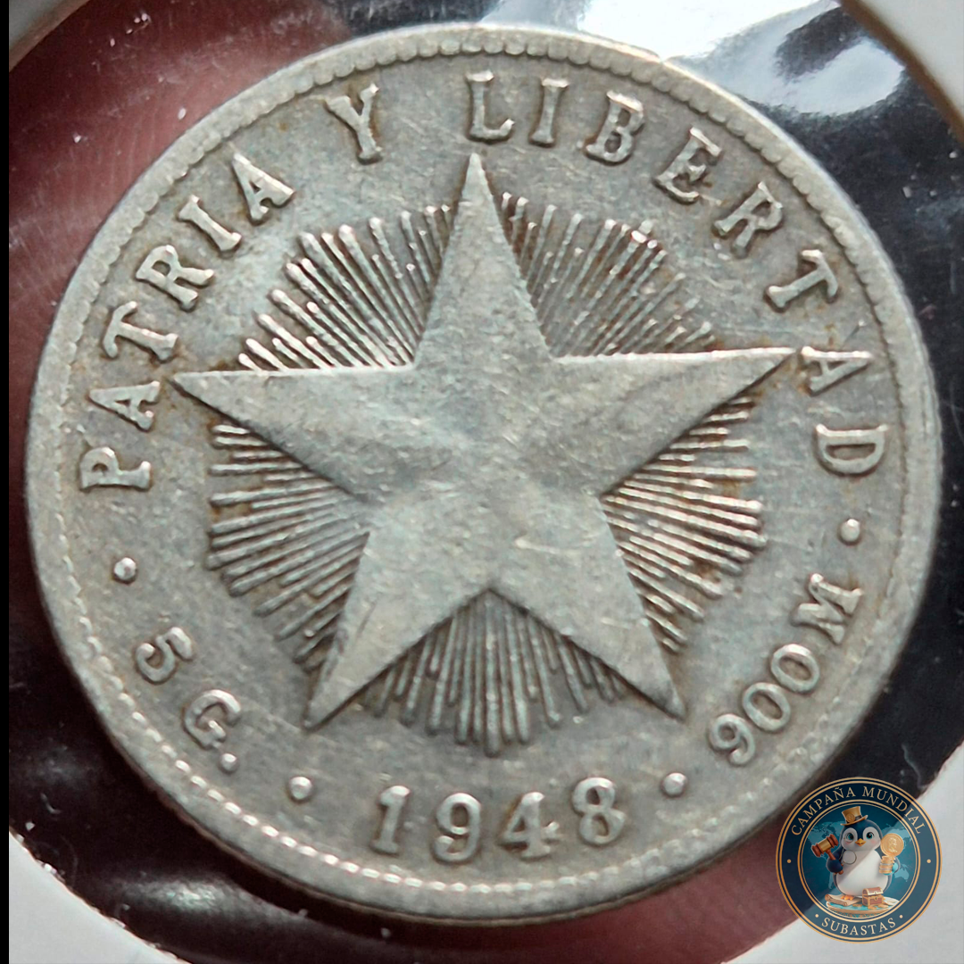 B211 .- MONEDA CUBANA DE 20 CENTAVOS  AÑO: 1948  5Gr PLATA:0.9  CUBA