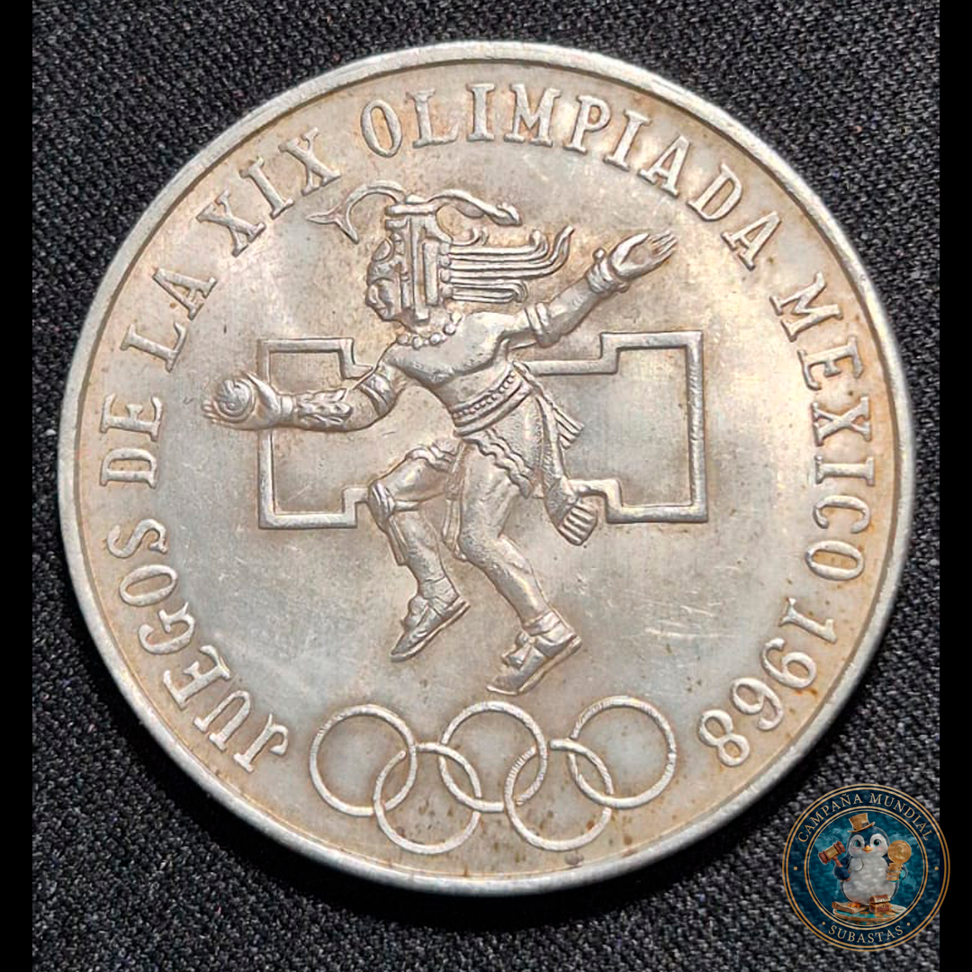 B212 .- MONEDA MEXICANA DE 25 PESOS  AÑO: 1968  PLATA: 0.72  22.4Gr   XF   MÉXICO