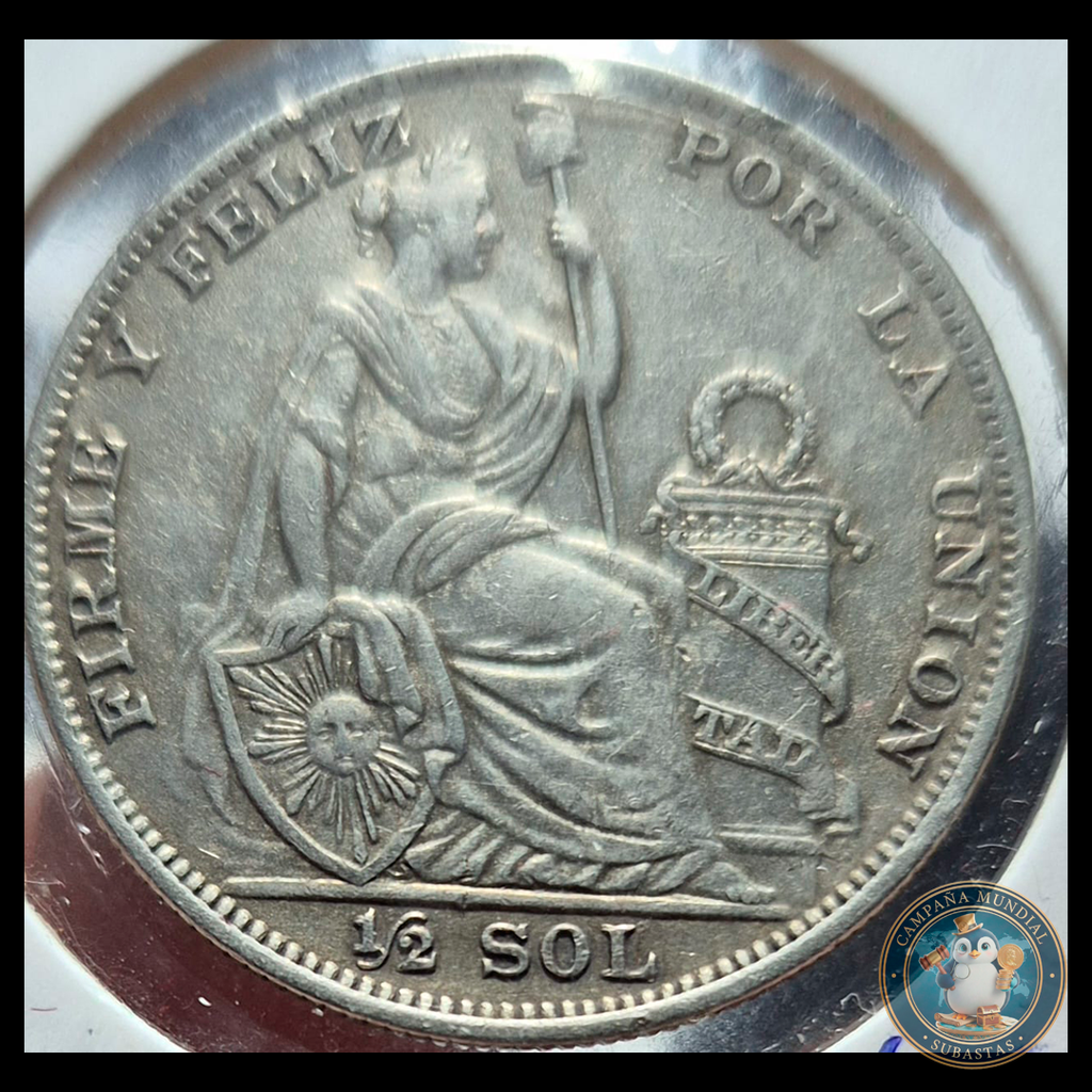 B213 .- MONEDA DE MEDIO(1/2) SOL PERUANO AÑO: 1935  12.4Gr   LEY: 0.5   XF+   PERÚ