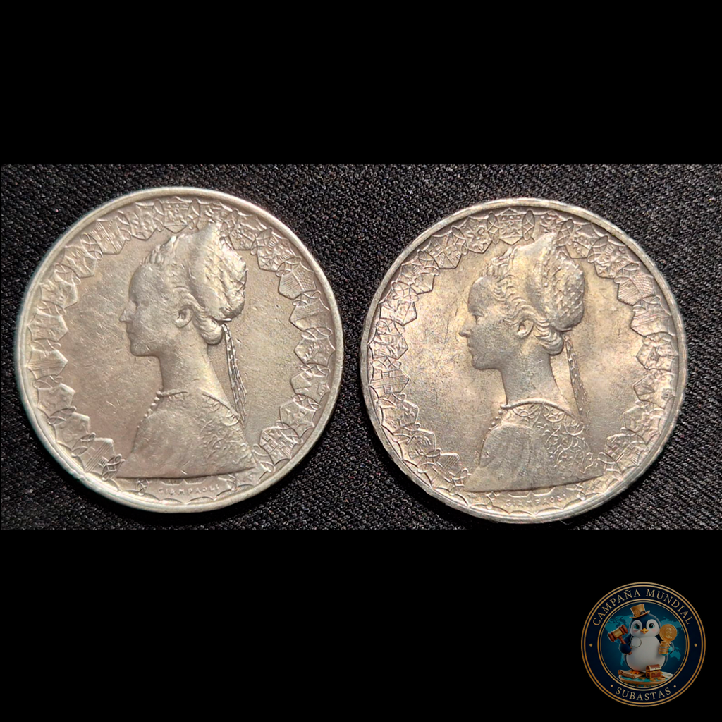 B215 .- DOS MONEDAS ITALIANAS 500 LIRAS AMBAS  AÑOS: 1960/1966  10.8Gr/10.9Gr  LEY: 0835  XF+/XF-    ITALIA