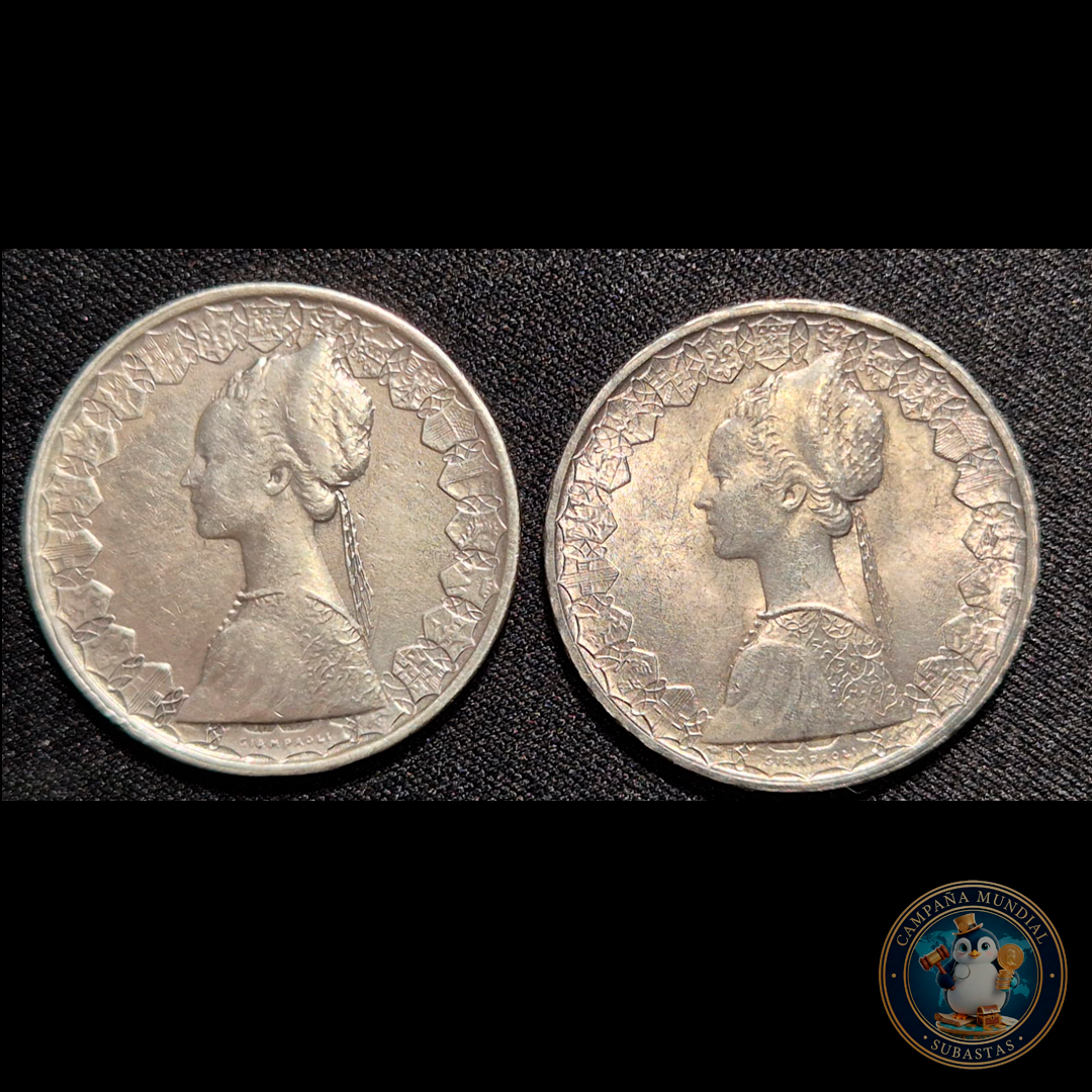 B215 .- DOS MONEDAS ITALIANAS 500 LIRAS AMBAS  AÑOS: 1960/1966  10.8Gr/10.9Gr  LEY: 0835  XF+/XF-    ITALIA