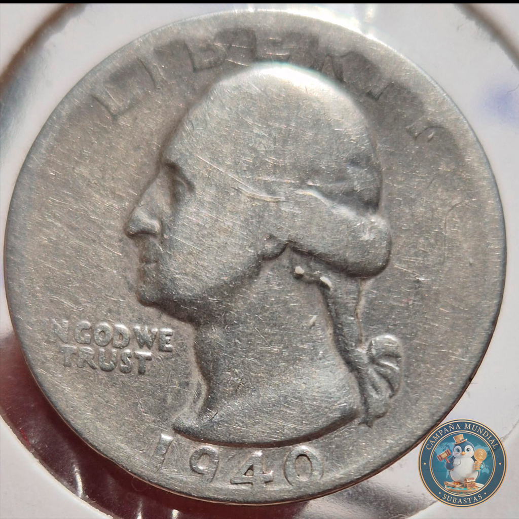 B218 .- MONEDA DE UN CUARTO DE DOLLAR  AÑO:1940  6Gr   LEY: 0.9  VF-   USA