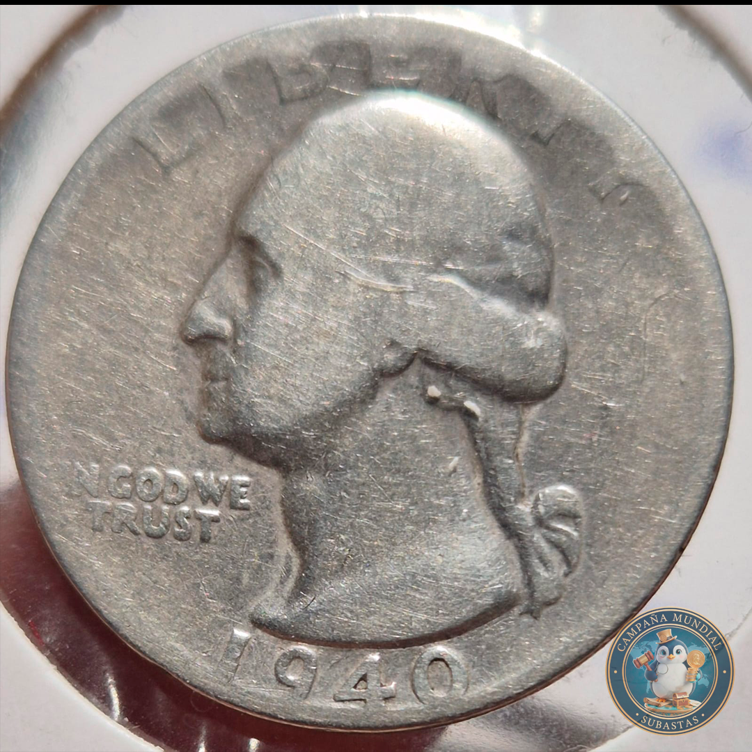 B218 .- MONEDA DE UN CUARTO DE DOLLAR  AÑO:1940  6Gr   LEY: 0.9  VF-   USA