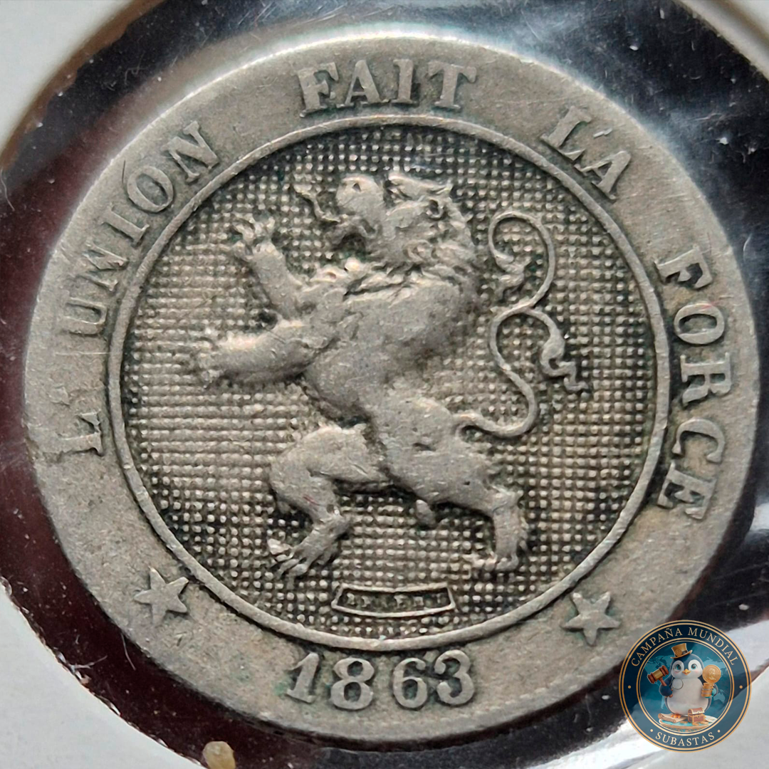 B219 .- MONEDA DE BELGICA  AÑO: 1863  2.8Gr  CUPRONIQUEL  XF+ BELGICA