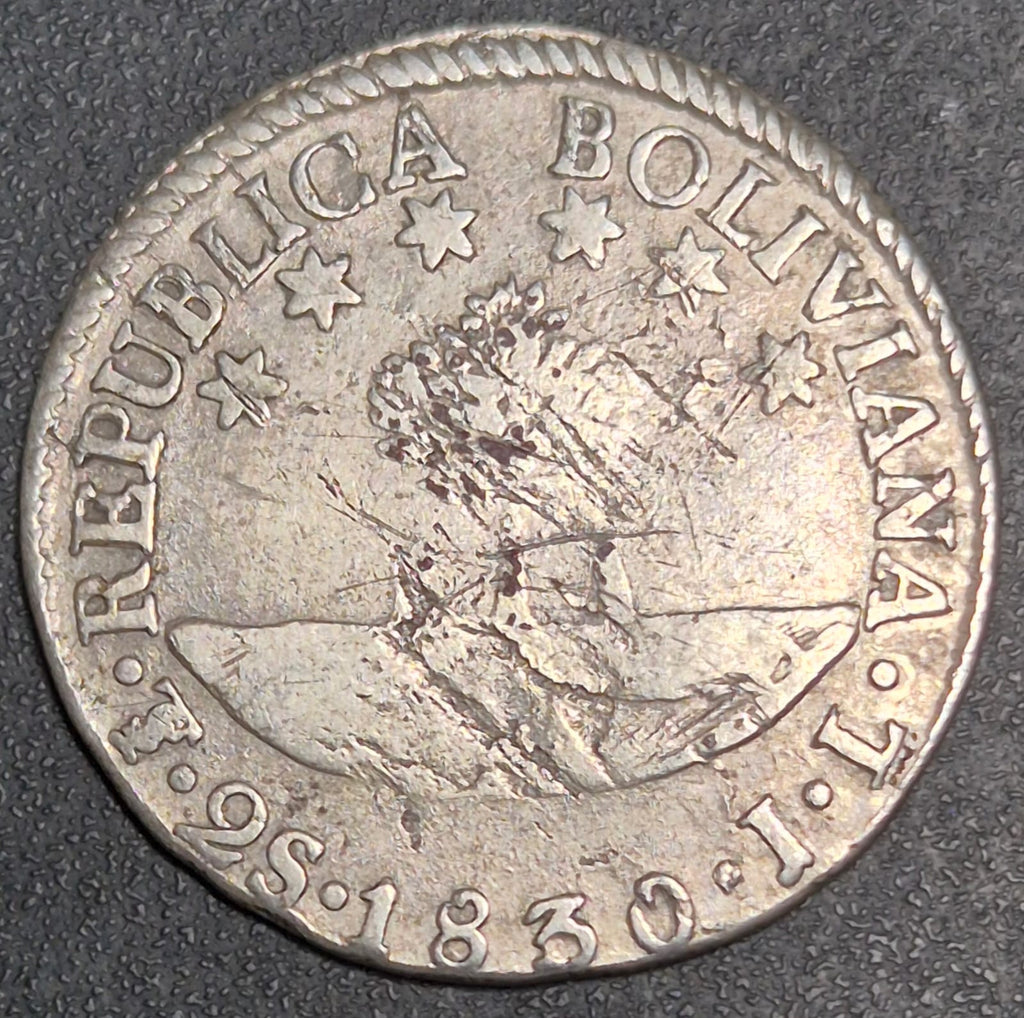B625 .- MONEDA REPUBLICA BOLIVIANA DE 2 S (SUELDOS) AÑO: 1830 VF- BOLIVIA