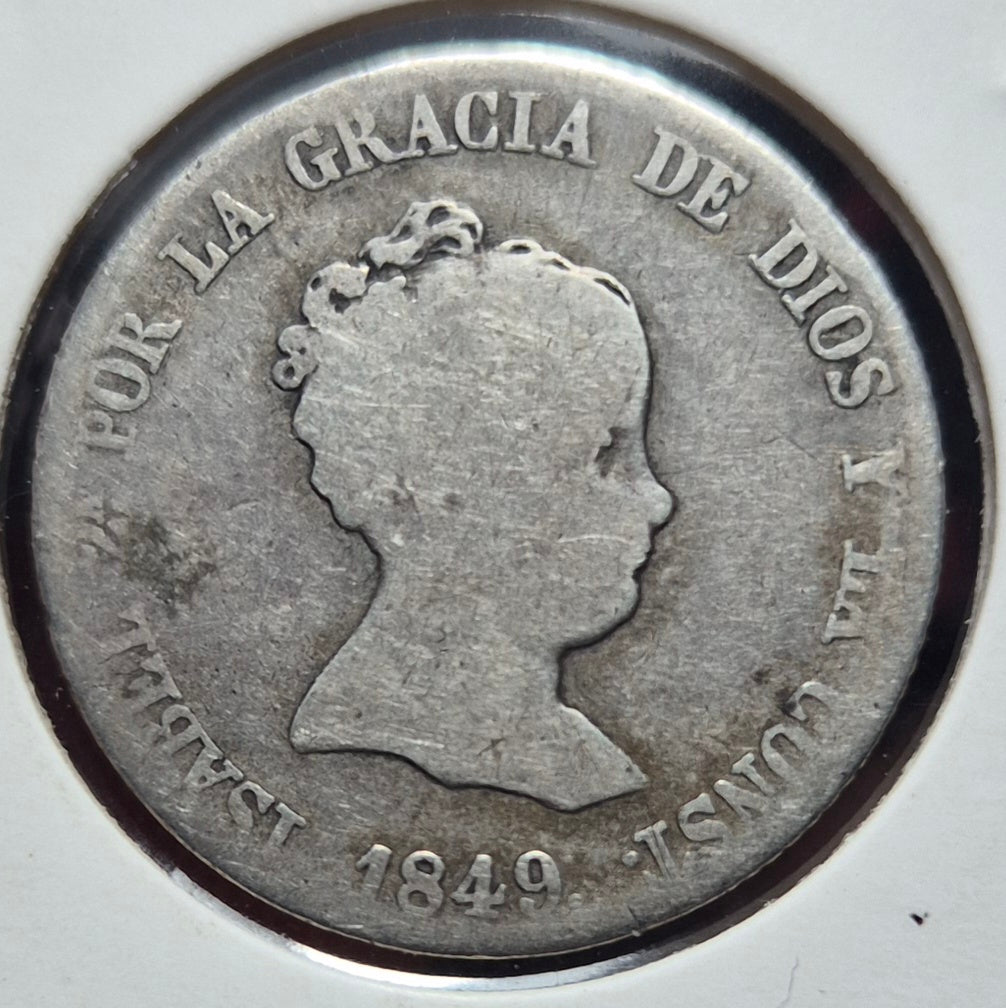 B627 .- MONEDA DE 4 REALES    CECA:MADRID  PLATA 0.9  AÑO: 1849  VF    ESPAÑA
