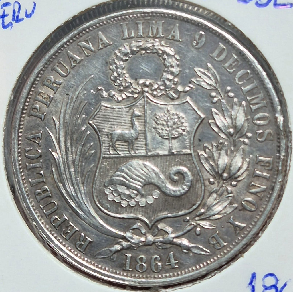 B631 .- MONEDA DE UN SOL PERUANO AÑO: 1964 PLATA 0,9   XF-    PERÚ