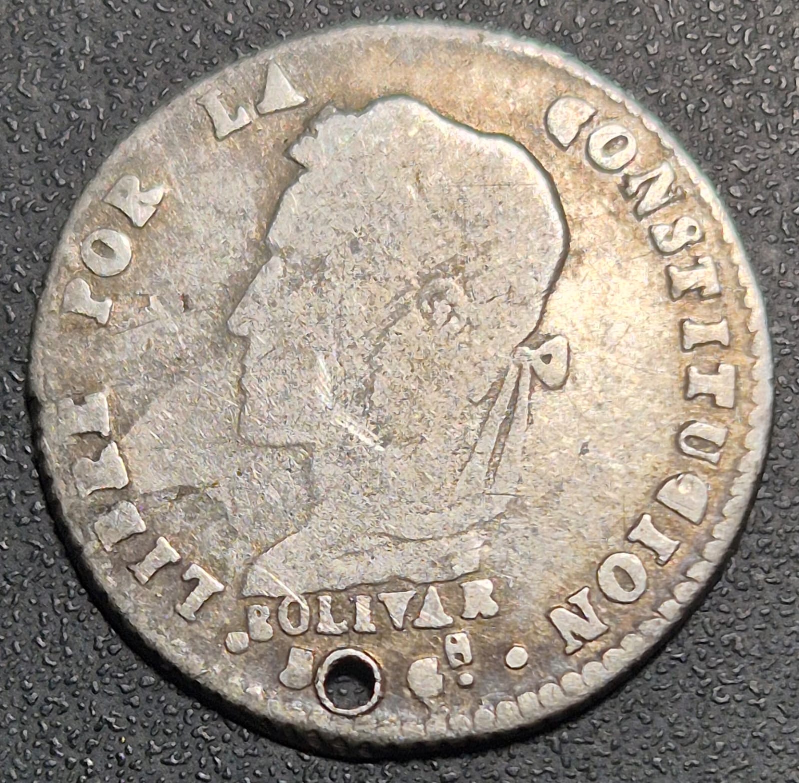 B636 .- MONEDA DE UN DÉCIMO DE SUELDO (20 C) AÑO: 1861  PERFORADA    BOLIVIA