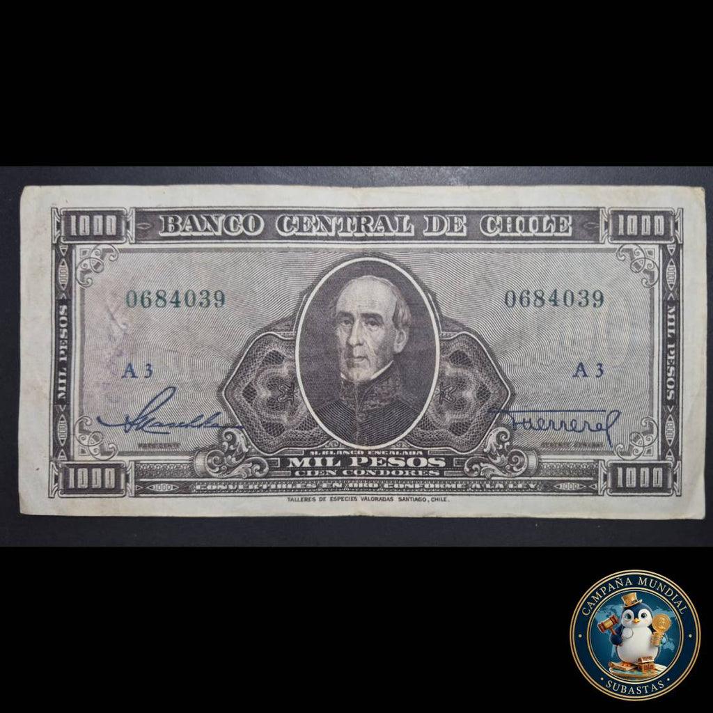 C1201 BILLETE DE 1000 PESOS FIRMAS: MASHKE-HERRERA  SIN SOBRECARGA   XF-    CHILE
