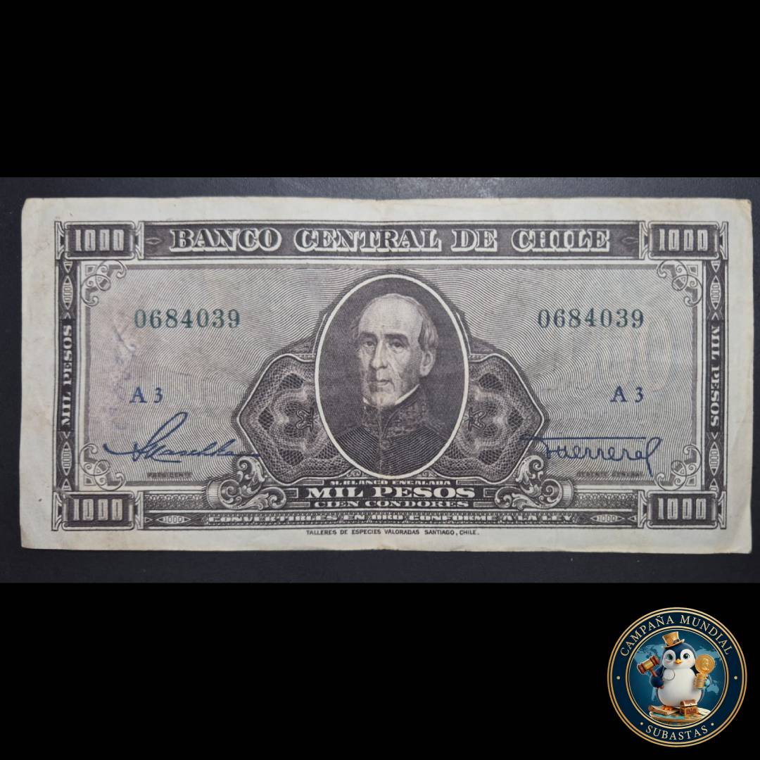C1201 BILLETE DE 1000 PESOS FIRMAS: MASHKE-HERRERA  SIN SOBRECARGA   XF-    CHILE