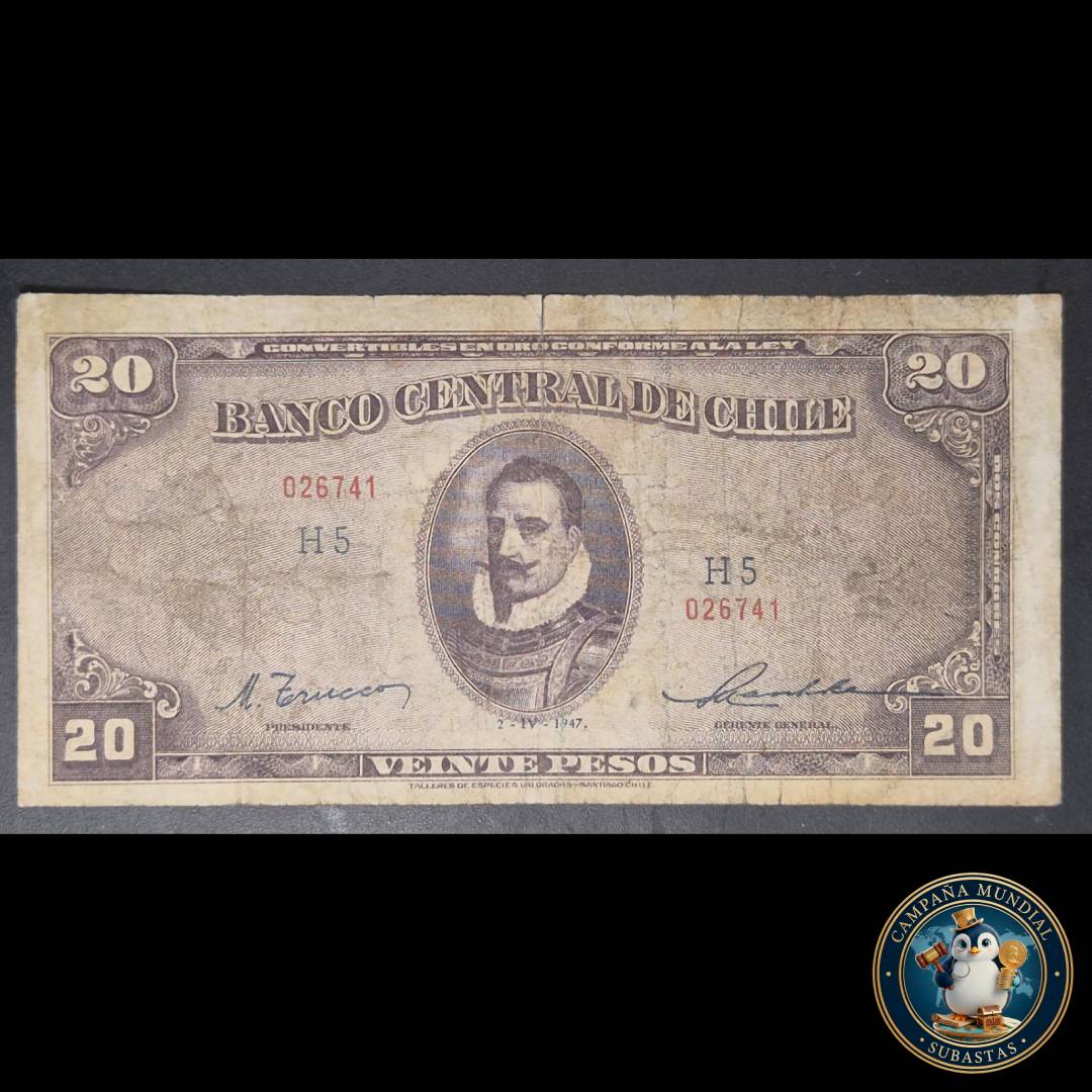 C1202 BILLETE DE 20 PESOS FEHADO: 2-IV-1947    F   HILE
