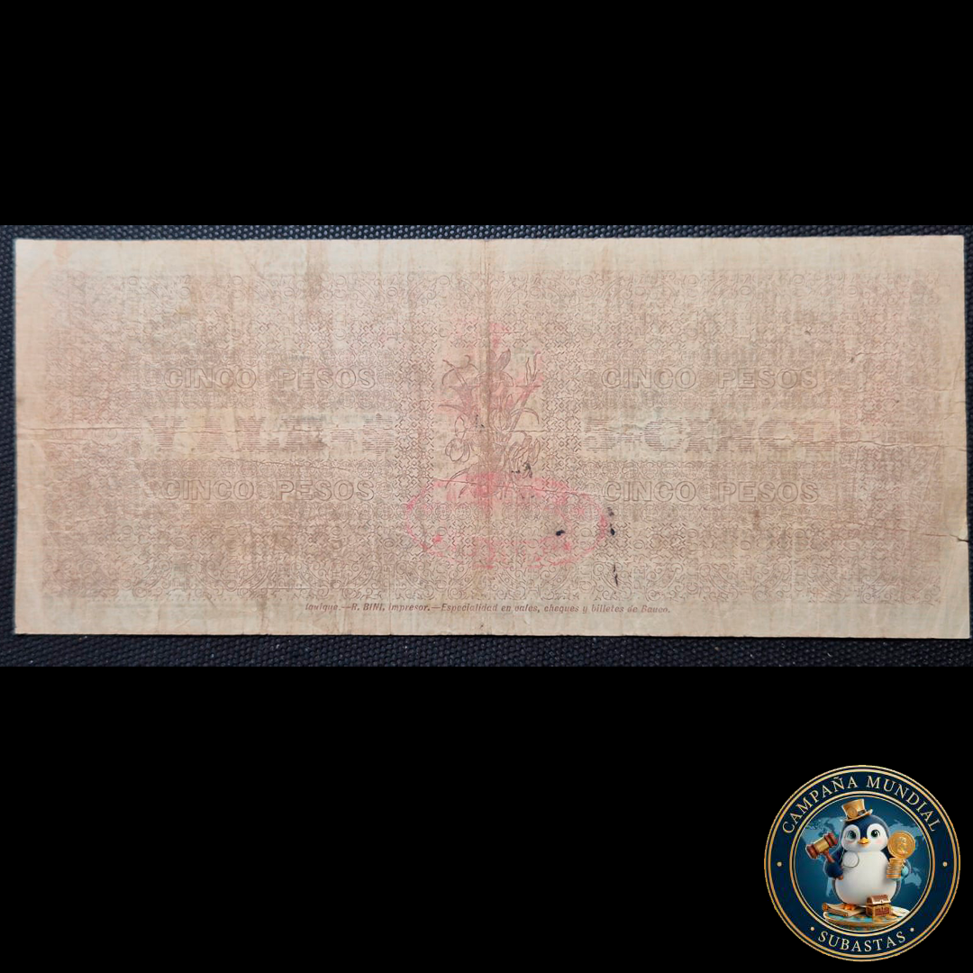 C1210 VALE POR CINCO(5) PESO THE NITRATE RAIL WAYS COMPANY JULIO DE 1898    CHILE