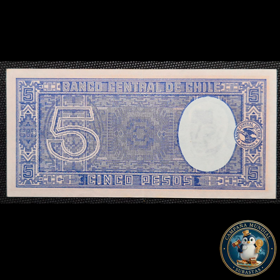 C1216 BILLETE DE CINCO (5) PESOS FEHADO 30-IV-1947   XF+    CHILE