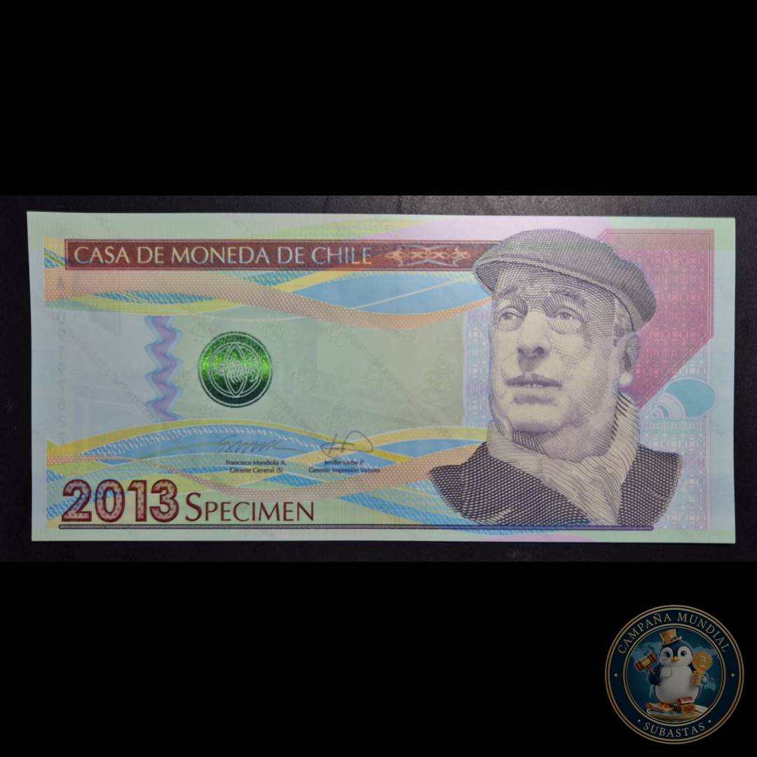 C1217 IMPRESO DE PRUEBA DE LA CASA DE MONEDA CON ROSTRO DE PABLO NERUDA AÑO: 2013    UNC