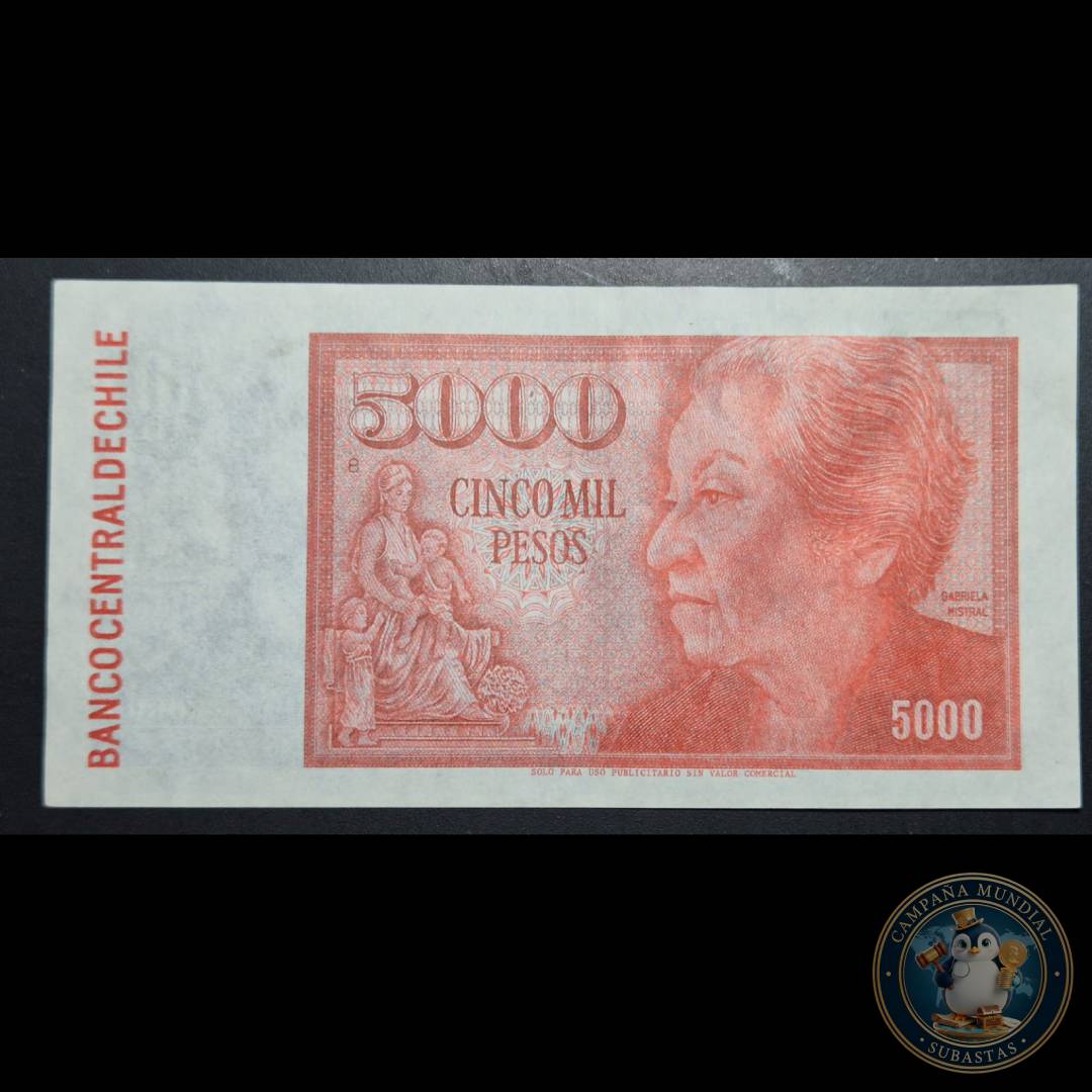 C1219 MUESTRA DE BILLETE DE 10000 ADVERSO Y 5000 PESOS EN  REVERSO (DENOMINADO DE 15MIL PESOS)   CHILE