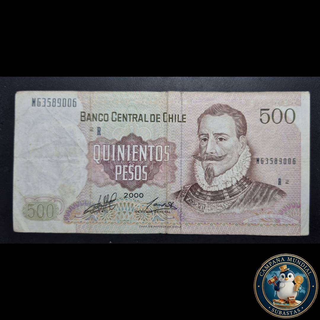 C1223 BILLETE DE 500 PESOS AÑO 2000 DE REPOSICIÓN  VF    CHILE