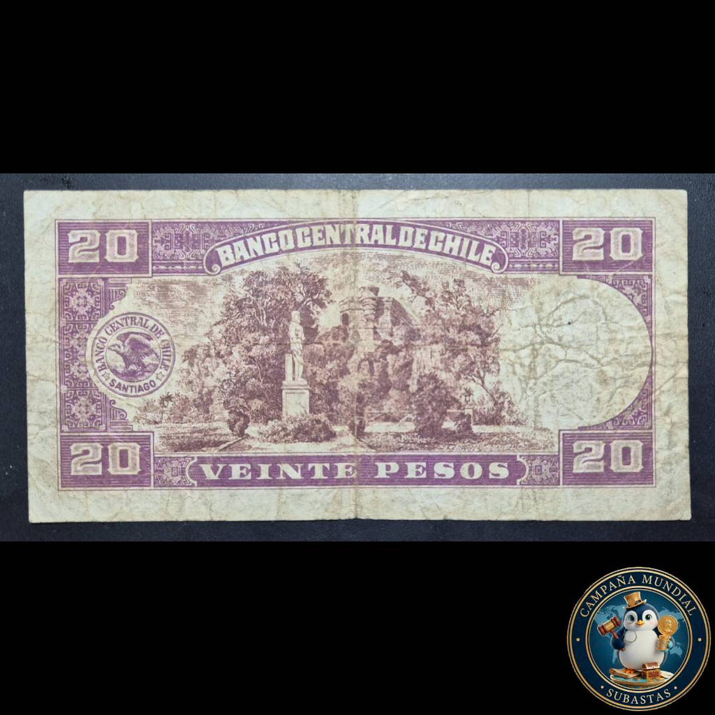 C1224 BILLETE DE 20 PESOS TRUCCOS-MASHKE  VF-   CHILE