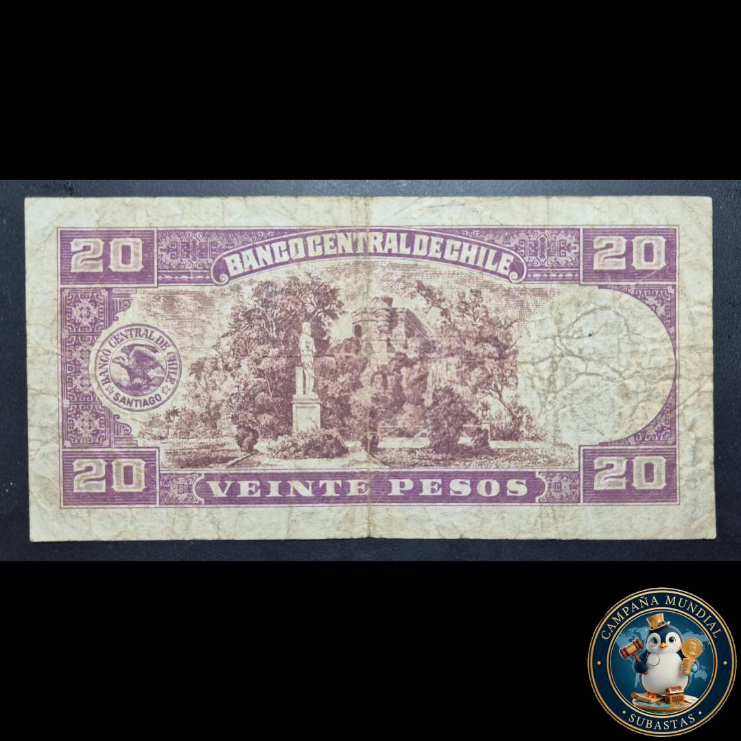 C1224 BILLETE DE 20 PESOS TRUCCOS-MASHKE  VF-   CHILE
