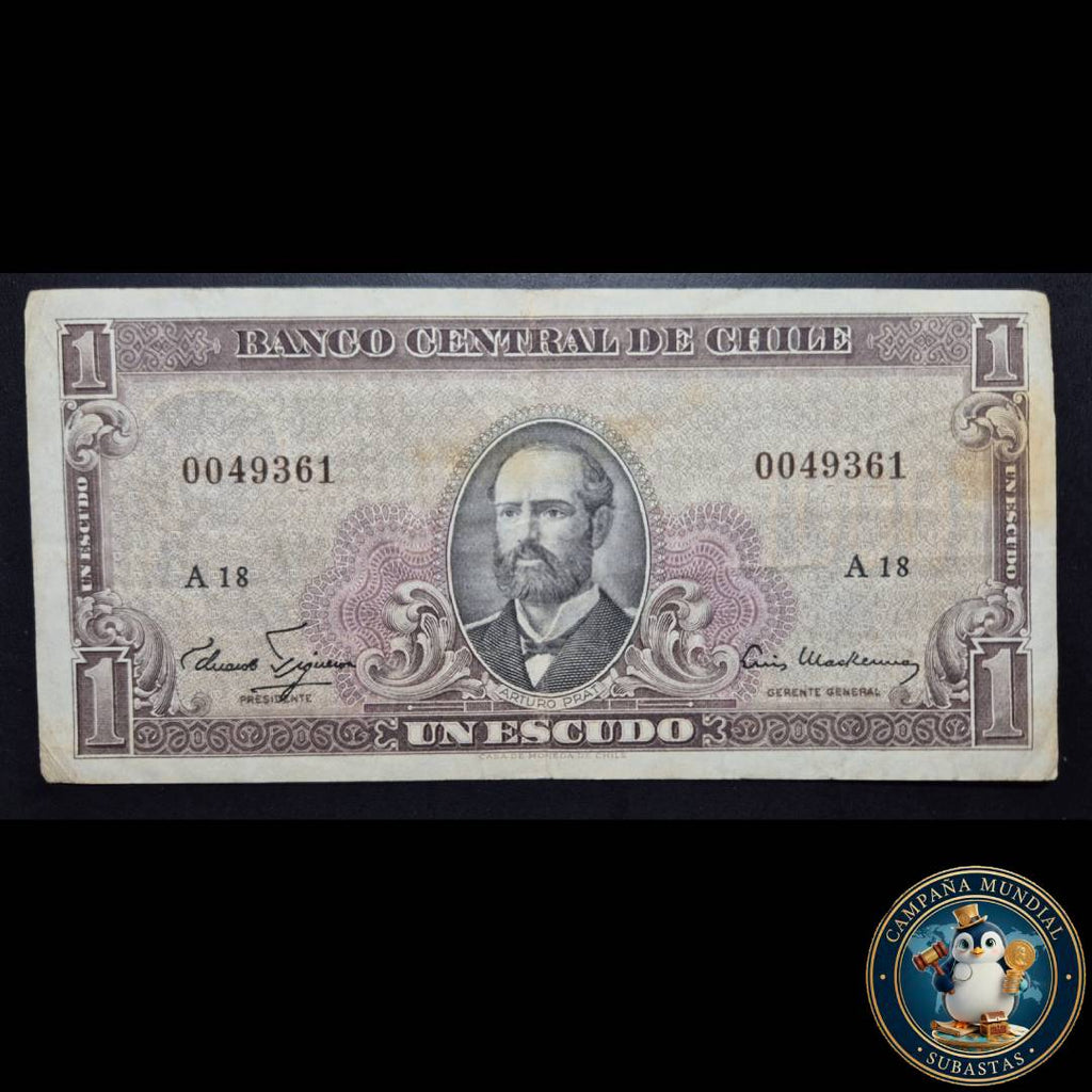 C1225 BILLETE UN ESCUDO FIRMAS: FIGUEROA-MAKENNA CON SOBRECARGA 1000 XF-  CHILE