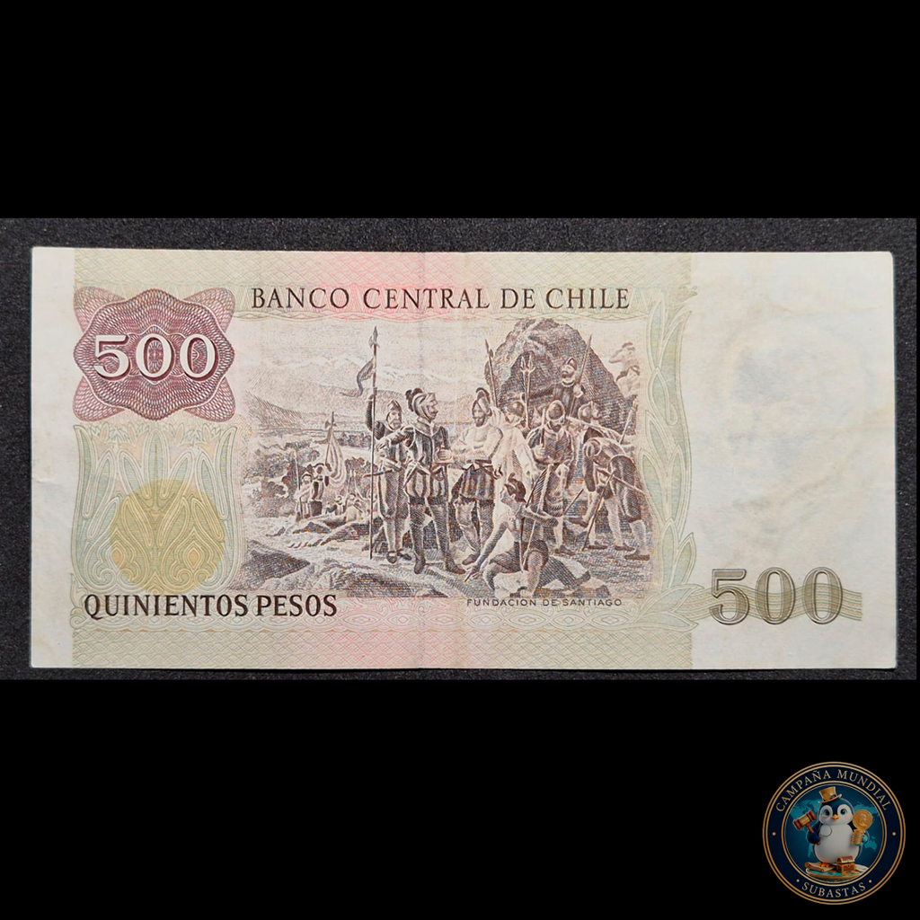 C301 .- BILLETE 500 PESOS  AÑO: 1992   FIRMAS: ZAHLER-MARSHALL   XF-     CHILE