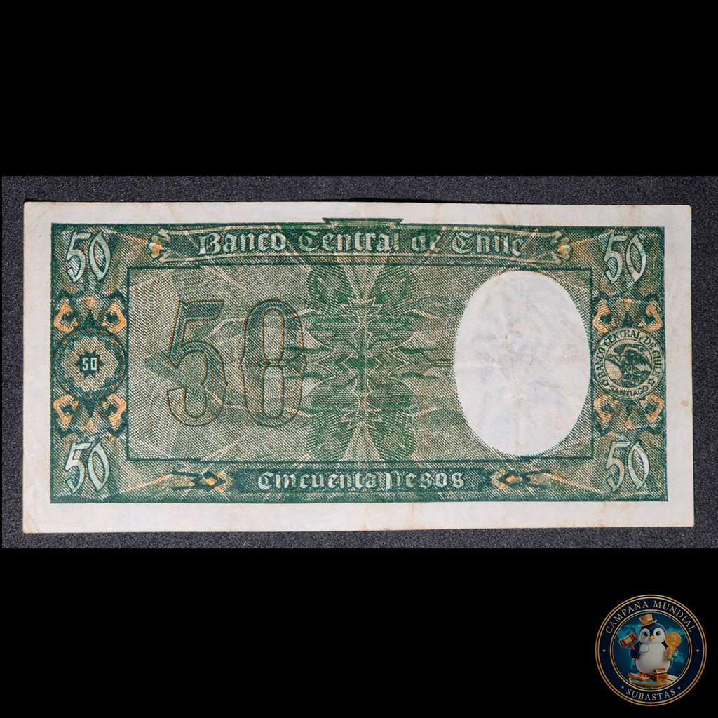 C302 .- BILLETE 50 PESOS   FIRMAS: TRUCCO-MASCHKE   VF+     CHILE