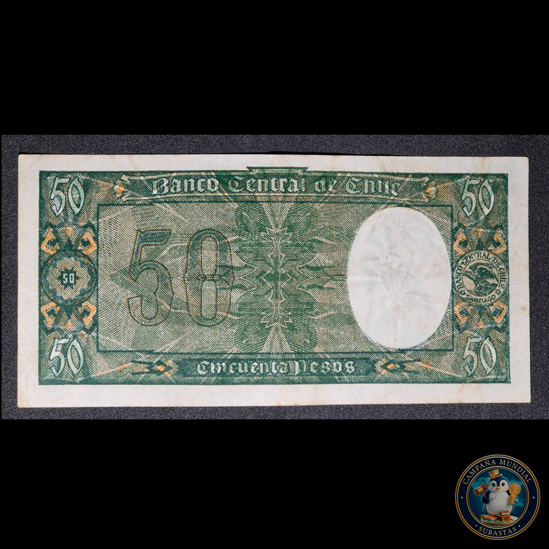 C302 .- BILLETE 50 PESOS   FIRMAS: TRUCCO-MASCHKE   VF+     CHILE