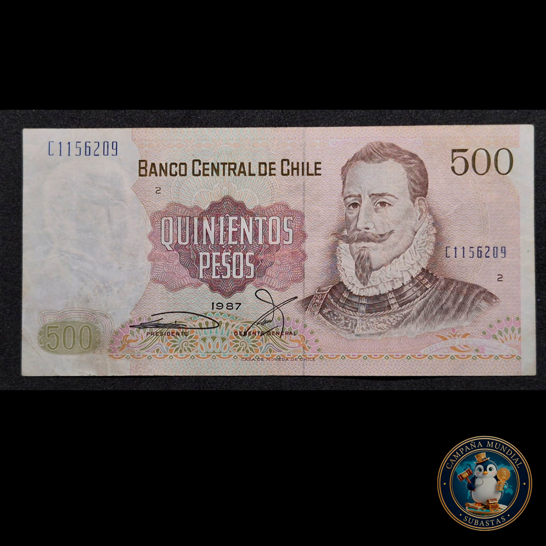 C308 .- BILLETE 500 PESOS  AÑO: 1987   FIRMAS: SEGUEL-CORREA   XF-     CHILE
