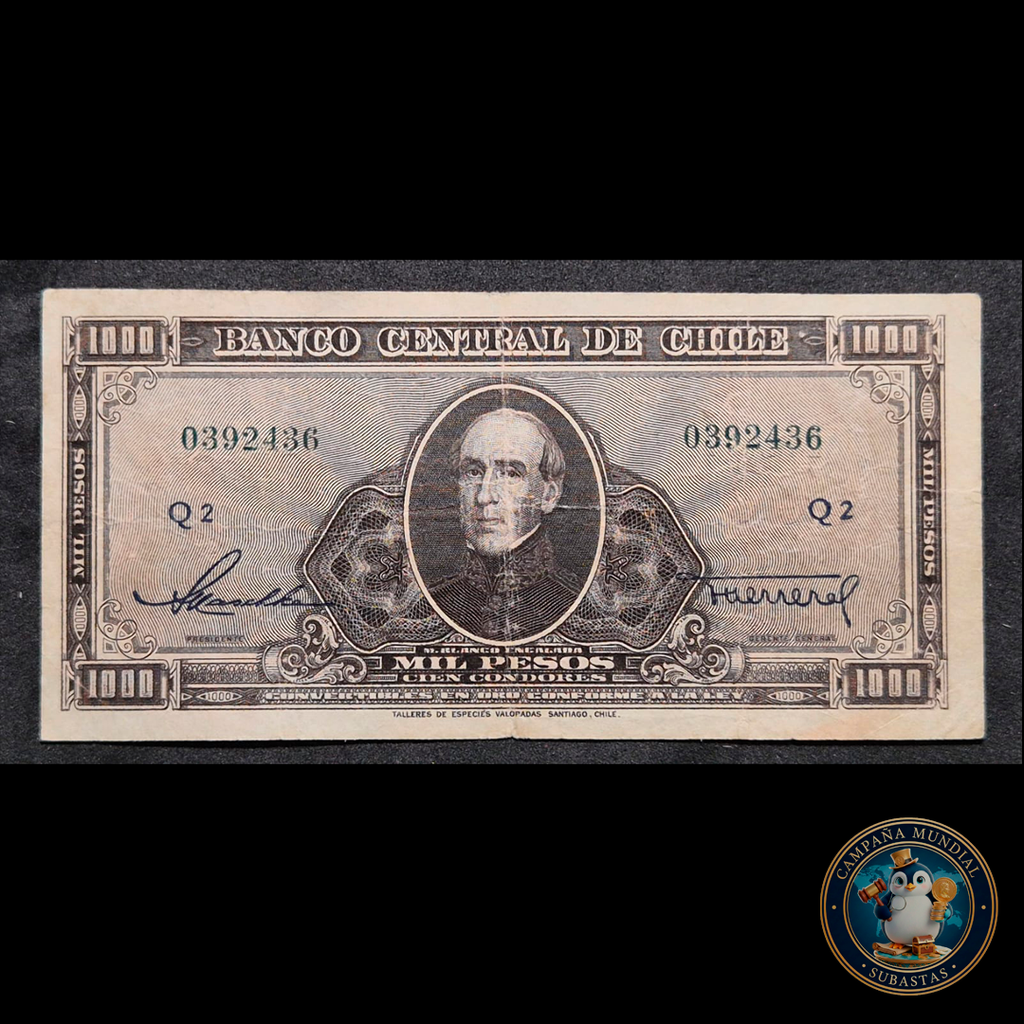 C312 .- BILLETE 1000 PESOS     FIRMAS: MASCKHE-HERRERA  S/SOBRECARGA   VF-     CHILE