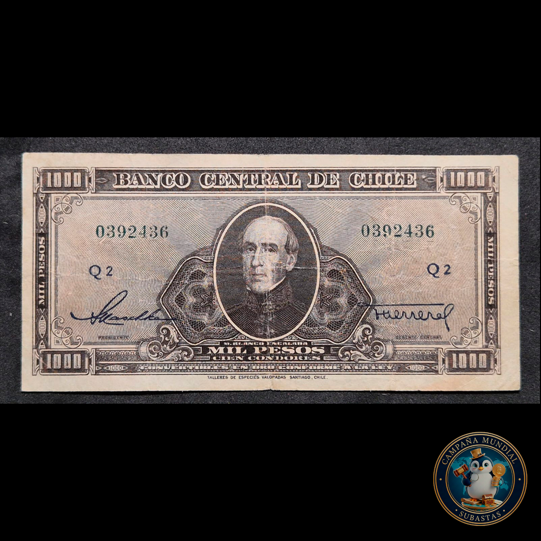C312 .- BILLETE 1000 PESOS     FIRMAS: MASCKHE-HERRERA  S/SOBRECARGA   VF-     CHILE