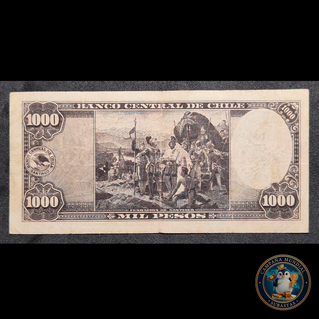 C312 .- BILLETE 1000 PESOS     FIRMAS: MASCKHE-HERRERA  S/SOBRECARGA   VF-     CHILE