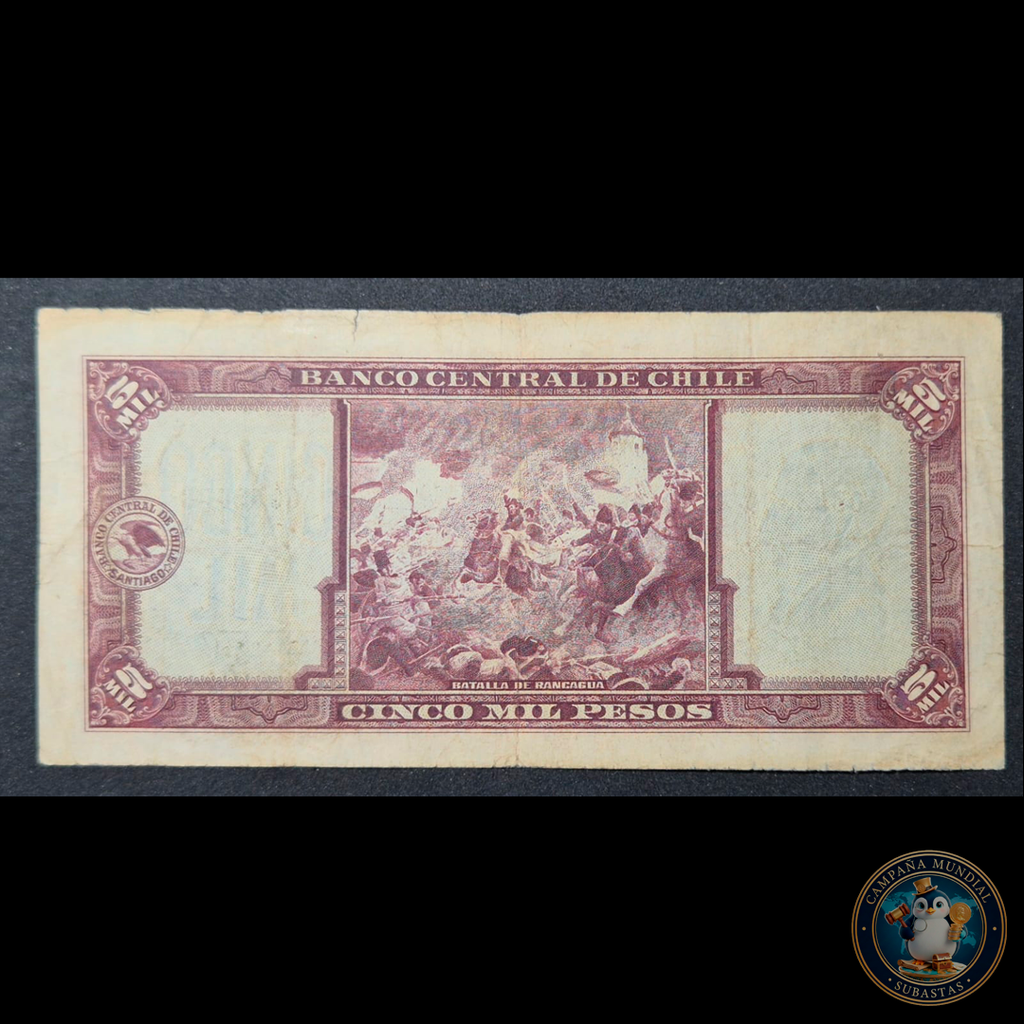 C317 .- BILLETE DE CINCO(5) MIL PESOS FIRMAS: MASCKHE-HERRERA  (SIN SOBRECARGA)  VF   CHILE