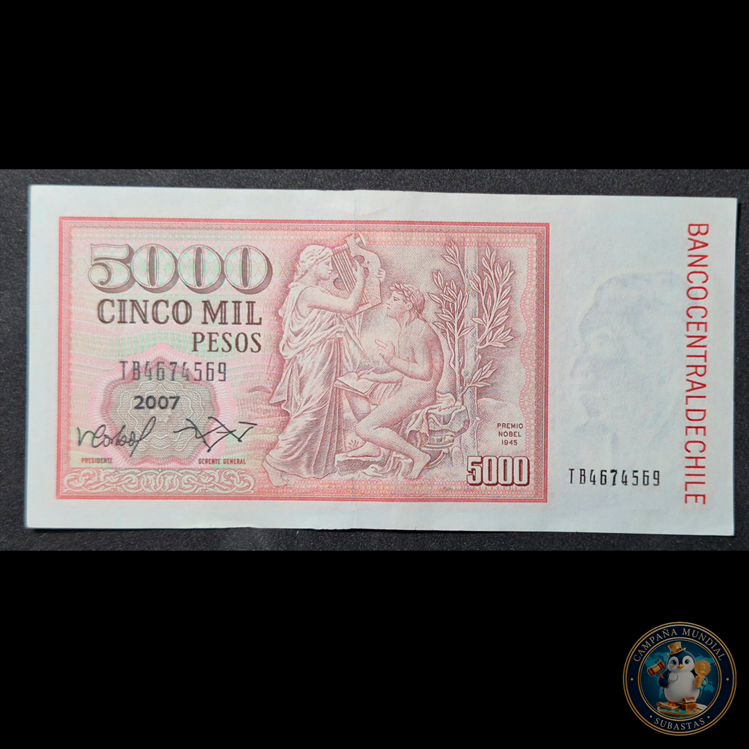 C319 .- BILLETE DE 5000 PESOS AÑO: 2007   XF   CHILE
