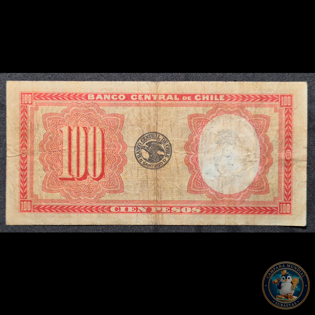 C321 .- BILLETE DE 100 PESOS FECHADO 7 DE JUNIO DE 1933 PRIMERO DE SU SERIE SUBERCASEAUX-MEYERHOLZ (CONGRIO) VF   CHILE