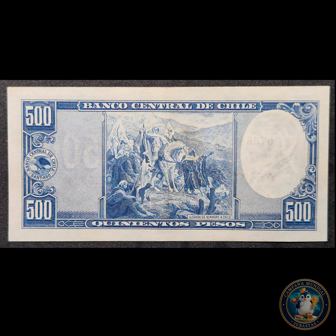 C322 .- BILLETE DE 500 PESOS FIRMAS: MASCKHE-MACKENNA VF+  CHILE
